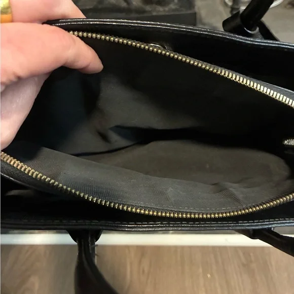 Furla Black Saffiano Leather Tote with Gold Charm - Picture 4 of 5